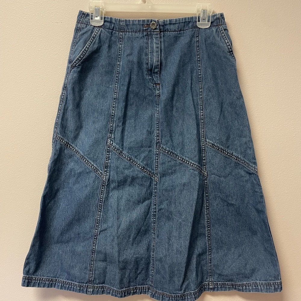 J. Jill Blue Denim Midi Skirt